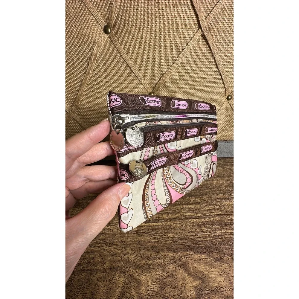 Vintage LeSportsac 3 Zip Cosmetic Pouch